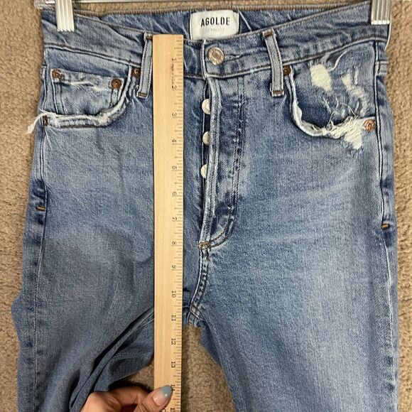 Agolde Nico Jeans Womens Size 25 Rooted High Rise Slim Fit Distressed Button Fly - Picture 9 of 16
